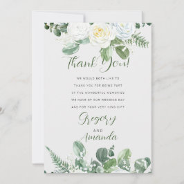 Elegante witte rozen & groen kaart