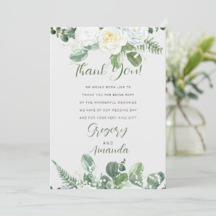 Elegante witte rozen & groen kaart