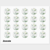 Elegante witte rozen & groen ronde sticker (Vel)