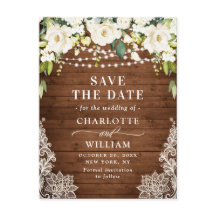 Elegante Witte Rozen Kant Bruiloft Save the Date