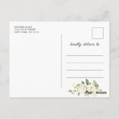 Elegante Witte Rozen Kant Bruiloft Save the Date Briefkaart (Achterkant)