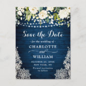 Elegante Witte Rozen Kant Bruiloft Save the Date Briefkaart (Voorkant)
