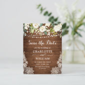 Elegante Witte Rozen Kant Bruiloft Save the Date Briefkaart (Staand voorkant)