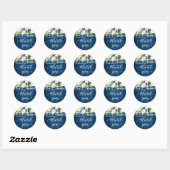 Elegante witte rozen kant rustiek hout dank u ronde sticker (Vel)