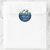 Elegante witte rozen kant rustiek hout dank u ronde sticker (Tas)