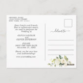 Elegante witte rozen kant rustieke bruiloft uitges briefkaart (Achterkant)