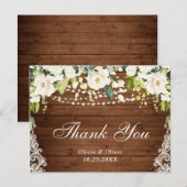 Elegante witte rozen kant rustieke dank u kaarten (Voorkant / Achterkant)