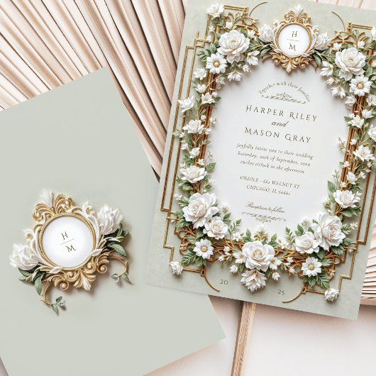 Elegante witte rozen met faux goud kaart