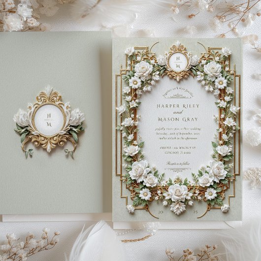 Elegante witte rozen met faux goud kaart