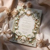 Elegante witte rozen met faux goud kaart