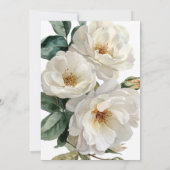 Elegante witte rozen met gouden kruisdoop kaart (Achterkant)