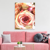 Elegante witte rozen met roze rand foto canvas wan afdruk (Insitu (Woonkamer))