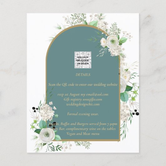 Elegante Witte Rozen Nuestra Boda Spaanse Bruiloft (Achterkant)