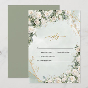 Elegante witte rozen omlijsten huwelijk kaart