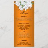 Elegante witte rozen op Sinaasappel bruiloft Menu (Voorkant)