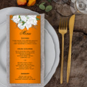 Elegante witte rozen op Sinaasappel bruiloft Menu