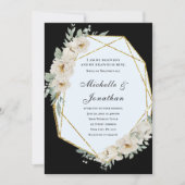 Elegante witte rozen op zwarte bijbel vers bruilof kaart (Voorkant)