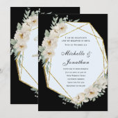 Elegante witte rozen op zwarte bijbel vers bruilof kaart (Voorkant / Achterkant)