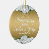 Elegante witte rozen over gouden achtergrond keramisch ornament (Rechts)