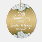 Elegante witte rozen over gouden achtergrond keramisch ornament (Links)