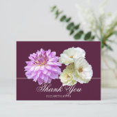 Elegante Witte Rozen Paarse Dahlia Chic Bedankt (Staand voorkant)