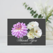 Elegante Witte Rozen Paarse Dahlia Chic Bedankt (Staand voorkant)