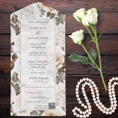 Elegante witte rozen QR-code All In One Uitnodiging