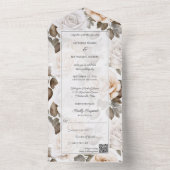 Elegante witte rozen QR-code All In One Uitnodiging (Binnen)