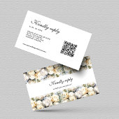Elegante witte rozen RSVP QR-code Informatiekaartje