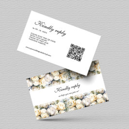 Elegante witte rozen RSVP QR-code Informatiekaartje
