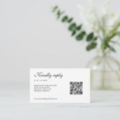 Elegante witte rozen RSVP QR-code Informatiekaartje (Staand voorkant)