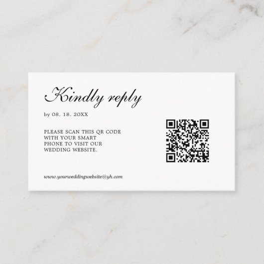 Elegante witte rozen RSVP QR-code Informatiekaartje (Voorkant)
