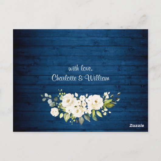 Elegante witte rozen rustieke bruiloft details Kaa Briefkaart (Achterkant)