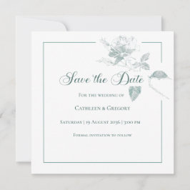 Elegante Witte Rozen Salie Groene Bloemige Bruilof Save The Date