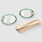 Elegante witte rozen Smaragd Groene Huwelijkscerem Handwaaier (Niet-gemonteerd)