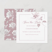 Elegante Witte Rozen Stof Roze Bloemige Bruiloft Save The Date (Voorkant / Achterkant)