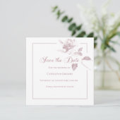 Elegante Witte Rozen Stof Roze Bloemige Bruiloft Save The Date (Staand voorkant)