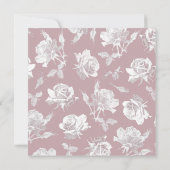 Elegante Witte Rozen Stof Roze Bloemige Bruiloft Save The Date (Achterkant)