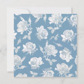 Elegante Witte Rozen Stofblauwe Bloemige Bruiloft Save The Date (Achterkant)