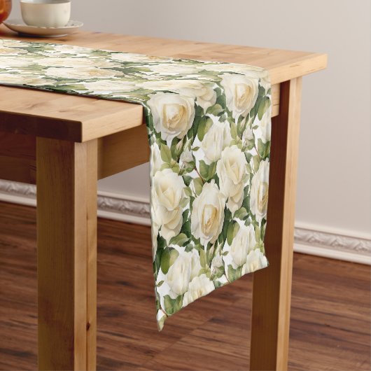 Elegante witte rozen tafelloper (Voorbeeld)