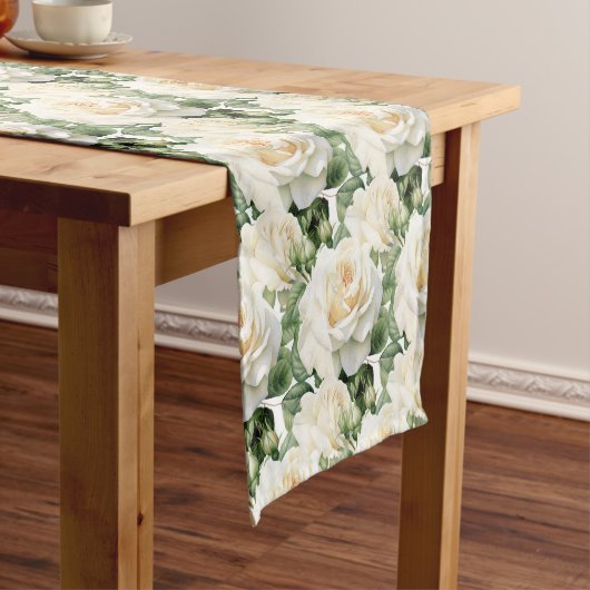 Elegante witte rozen tafelloper (Voorbeeld)