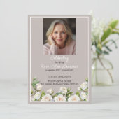 Elegante Witte Rozen Taupe Uitvaart Vouwprogramma Programmakaart (Staand voorkant)