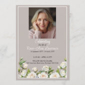 Elegante Witte Rozen Taupe Uitvaart Vouwprogramma Programmakaart (Voorkant)