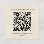 Elegante witte rozen trouwdetails & RSVP QR-code Informatiekaartje (Achterkant)