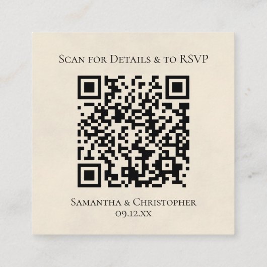 Elegante witte rozen trouwdetails & RSVP QR-code Informatiekaartje (Achterkant)