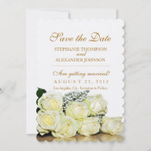 Elegante witte rozen trouwkaart 'Save the Date'