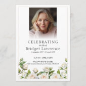 Elegante Witte Rozen Vieren Leven Van - Begrafenis Programmakaart (Voorkant)
