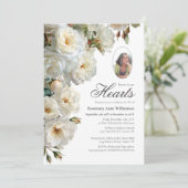 Elegante witte rozen voor altijd in onze harten be kaart (Staand voorkant)