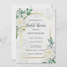 Elegante witte rozen waterverf bruidsdouche