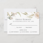 Elegante witte rozen Waterverf RSVP met Entree (Voorkant)